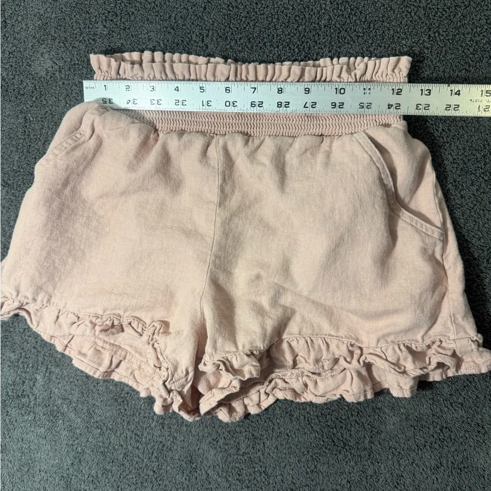 Vanilla Star High Waist Ruffle‎ Hem Shorts in Light Pink
